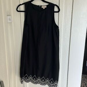 Loft outlet Black Sleeveless Embroidered Shift Dress size 10 - modal + poly